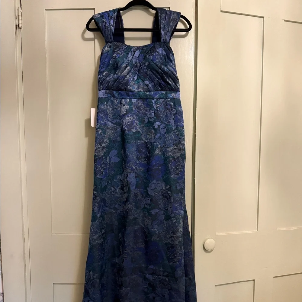 Azazie Navy Floral Maxi Dress - Picture 1 of 5